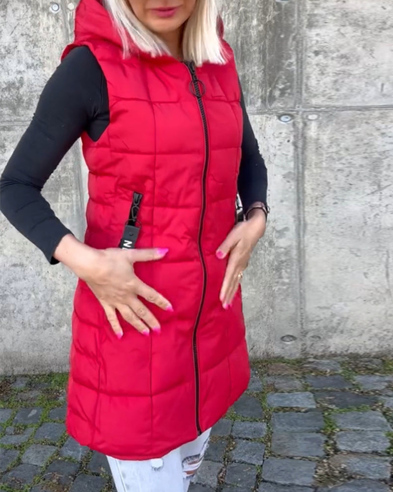 Mandy | Sleeveless Padded Jacket with Zippered Hood