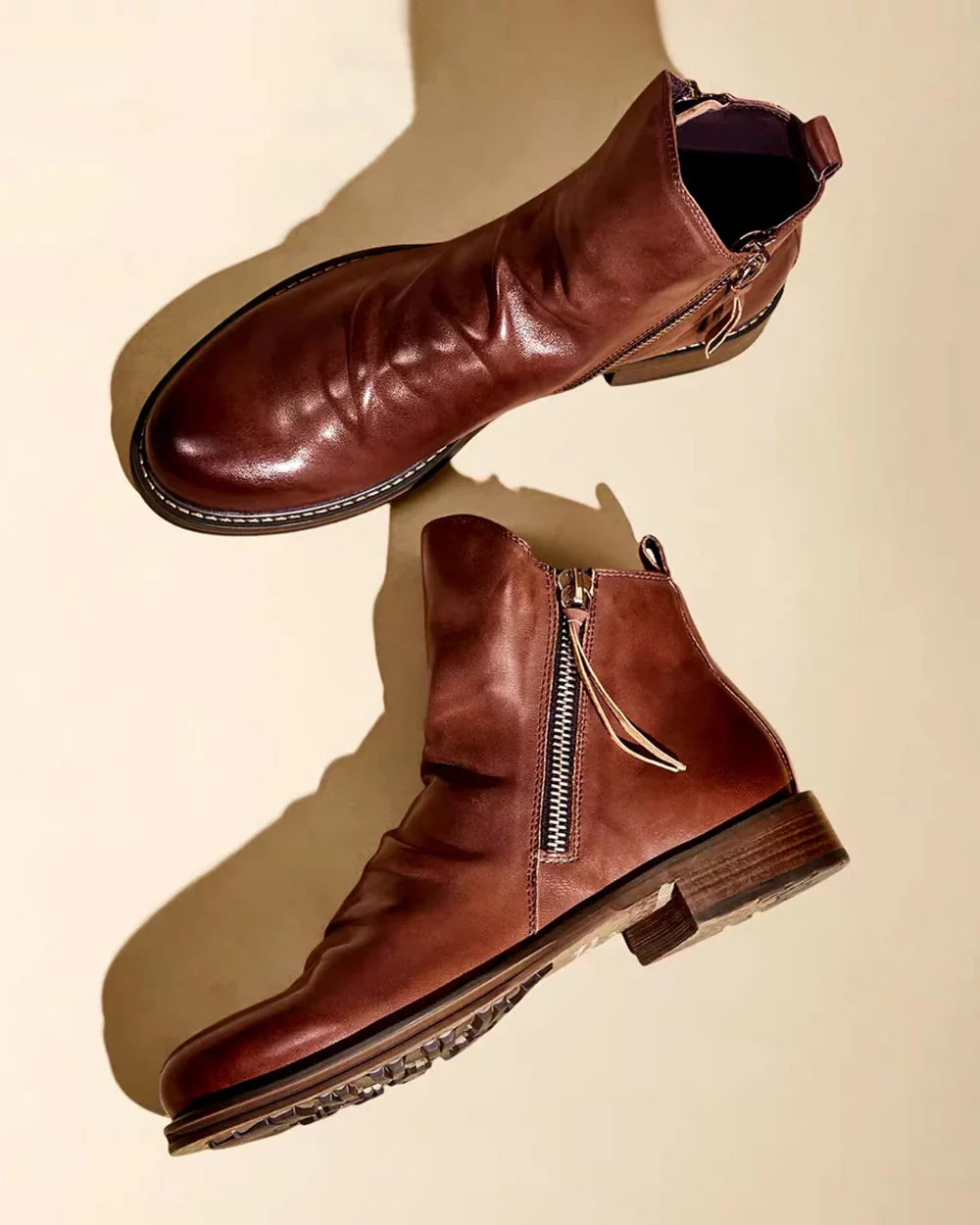 Steve | Leather Ankle Boots with Side Zip