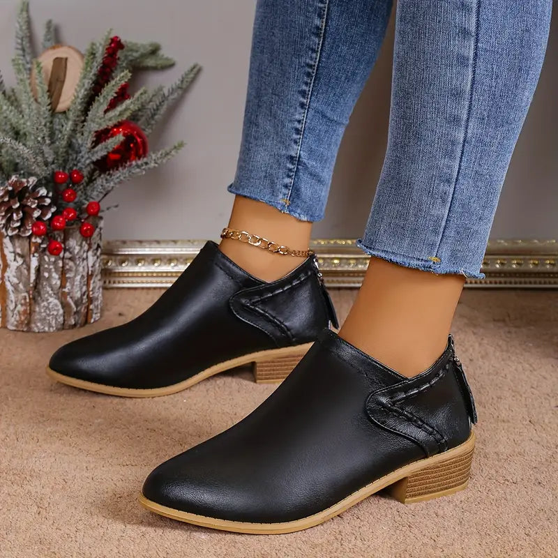 Melany | Retro Pointed Toe Short Boots