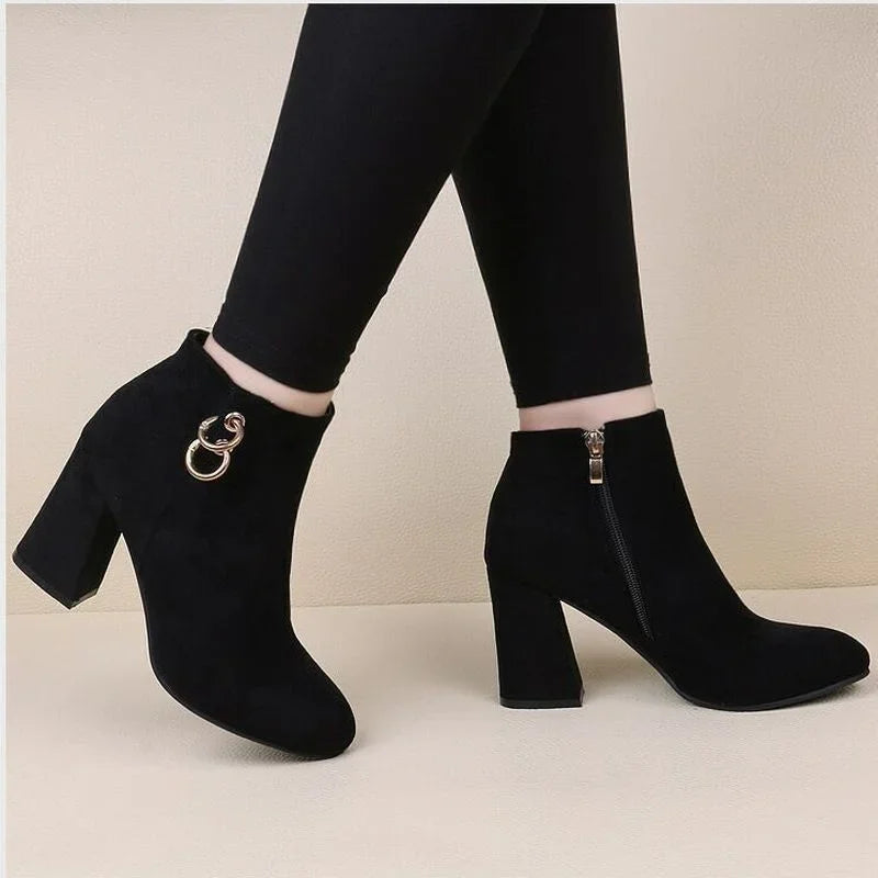 Olivia |  Retro Plush Ankle Boots