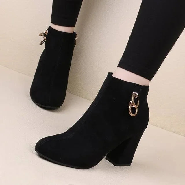 Olivia |  Retro Plush Ankle Boots