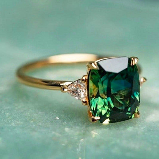 Lily | Green Zirconia Ring in Gold