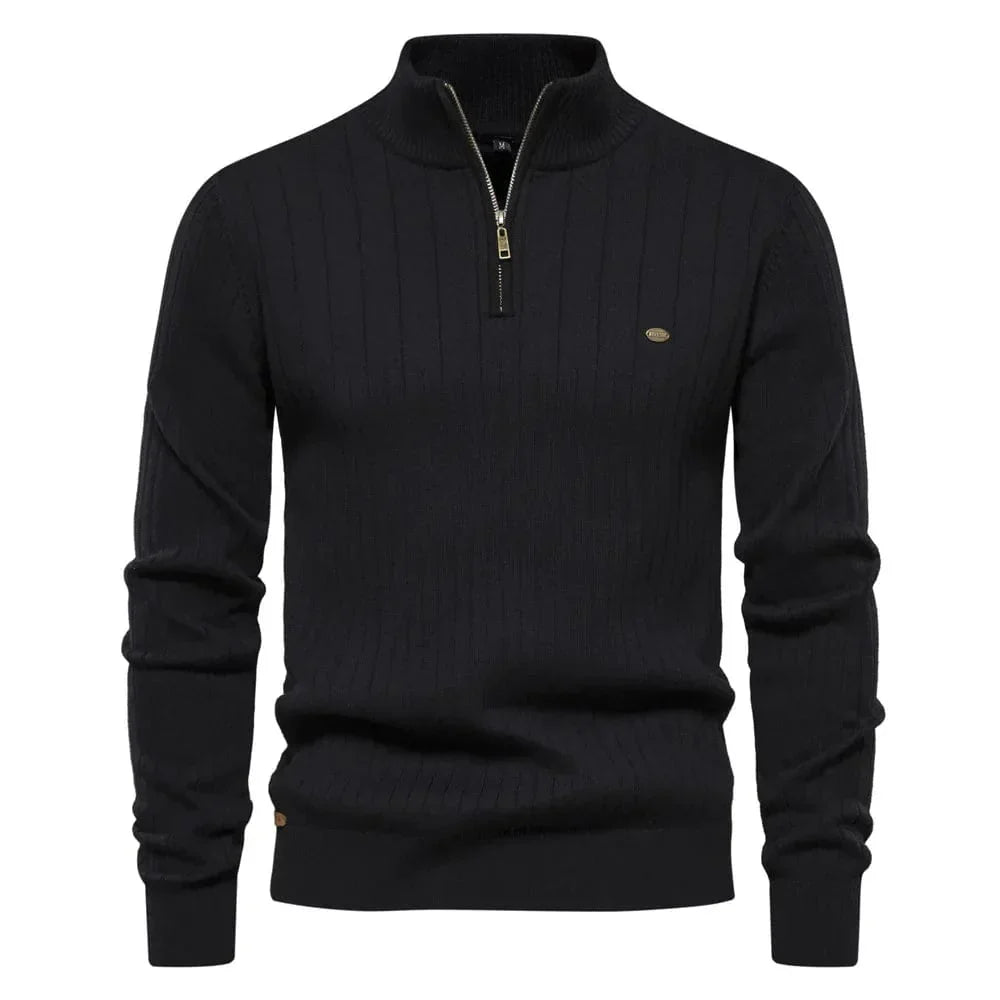 Denzel | Casual zip-up Sweater with Stand-up Collar