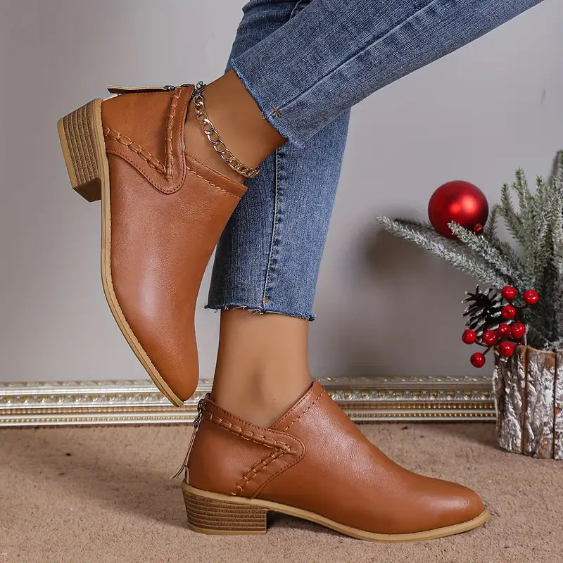 Melany | Retro Pointed Toe Short Boots