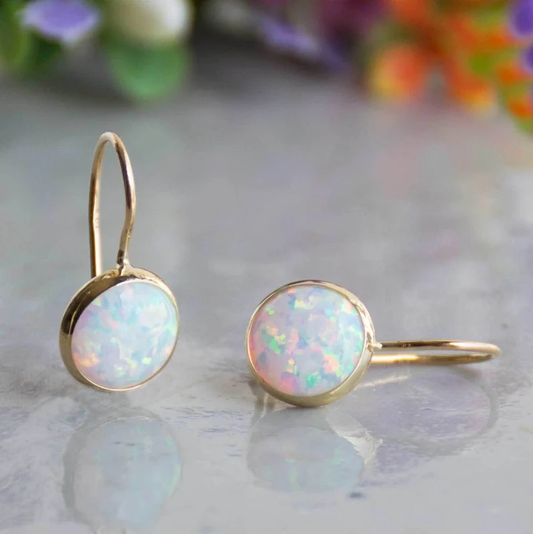 Hannah | Vintage Opal Stone Gold Earrings