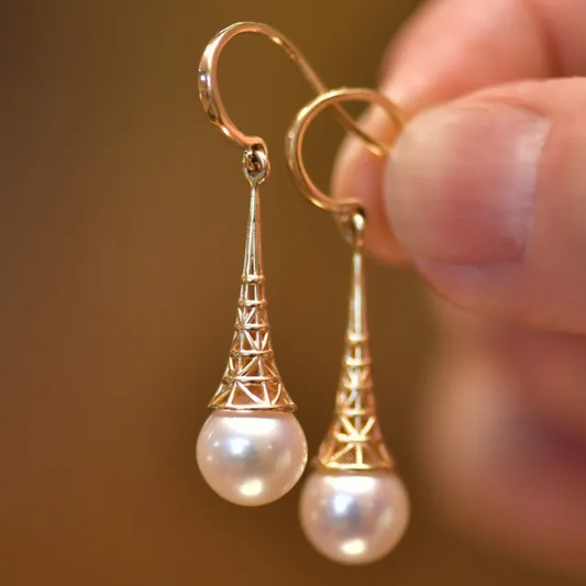 Savannah | Vintage Pearl Earrings in Gold