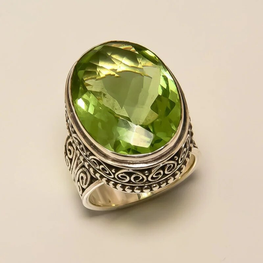 Audrey | Vintage Olive Crystal Ring