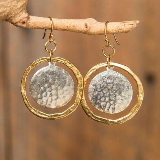 Eleanor | Vintage Rounded Gold & Silver Earrings