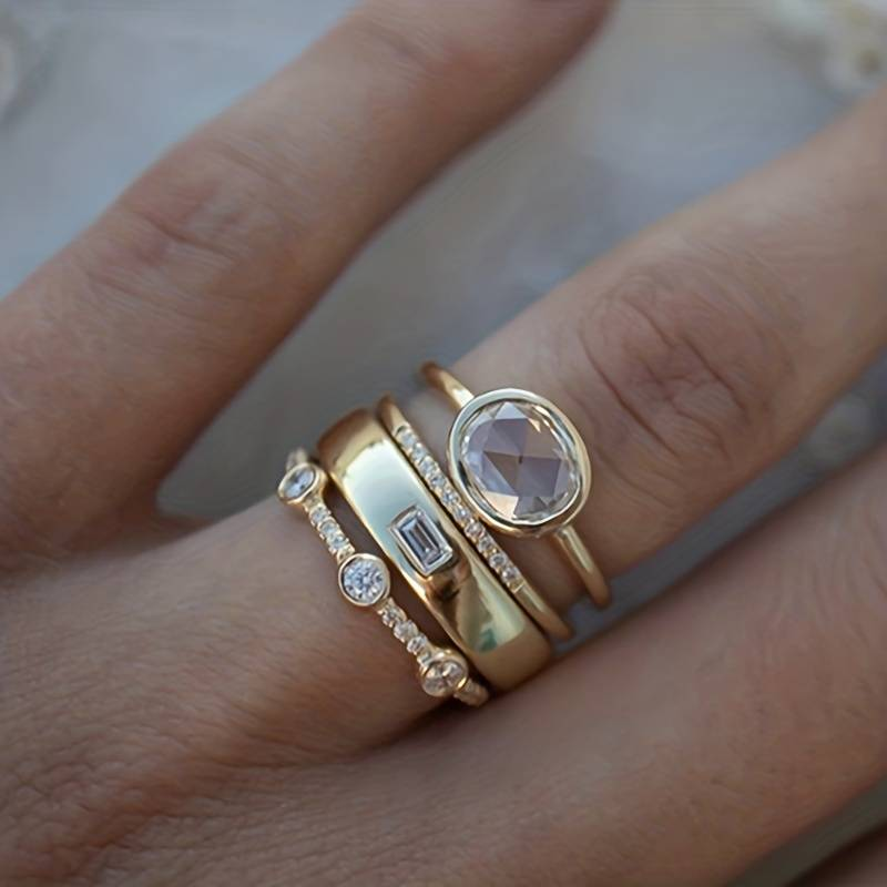 Evelyn | Vintage Gold & Zirconia Ring Set