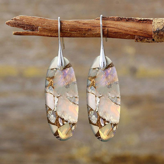 Layla | Vintage Natural Oval Stone Earrings